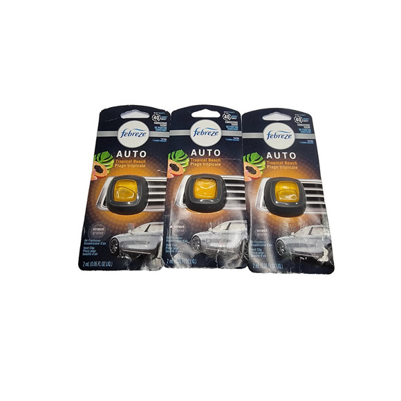 3 Pack Febreze Auto Tropical Beach Air Freshener Vent Clips - Picture 1 of 5